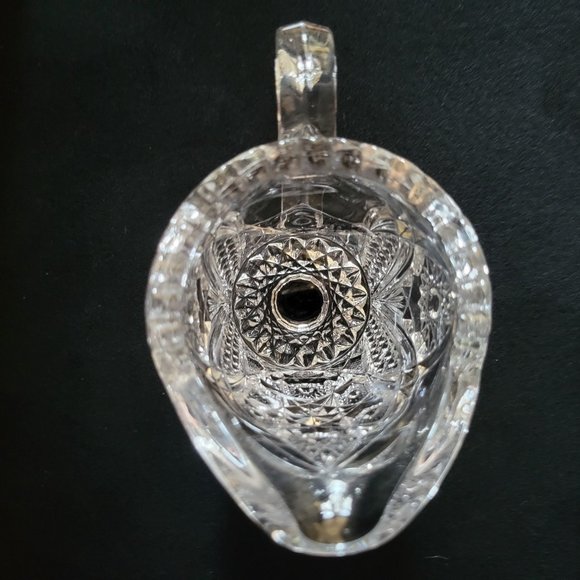 Vintage Pressed Glass Creamer Sawtooth Scalloped Rim, Small Glass Pitcher - Picture 5 of 6